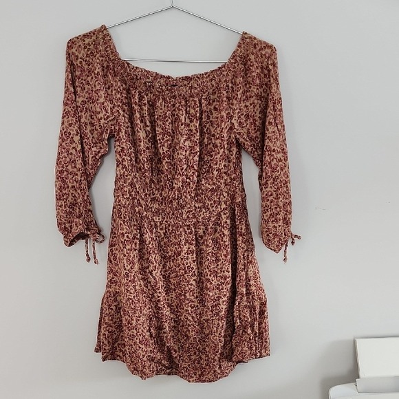 American Eagle Outfitters Pink Ditsy Floral 3/4 Sleeves Dress Sz Small Y2K 90s - Picture 2 of 11